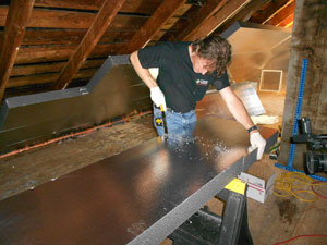 Cutting ridged board insulation